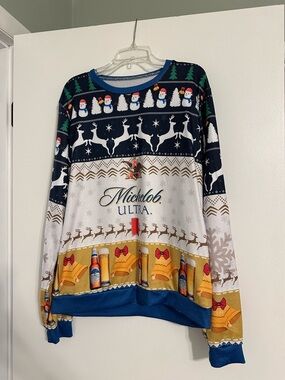 Michelob Ultra Ugly Christmas Sweatshirt, Men’s Size M, Only Worn Once